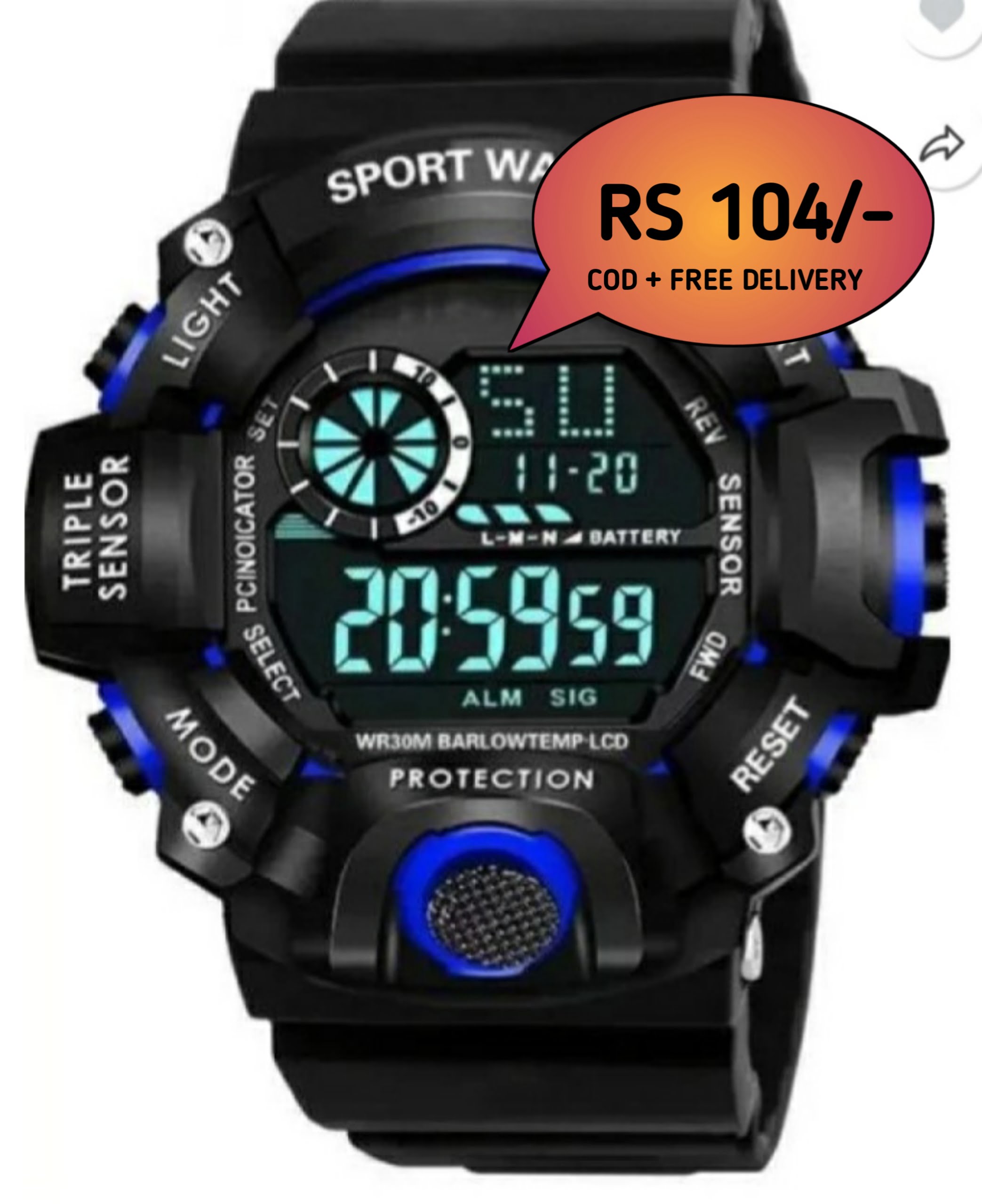 G CHOK BLUE 104/- G CHOK Digital Watch For Men Amazed !